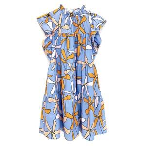 Crosby By Mollie Burch Millie Dress Island Jasmine Tiered Blue Floral Sm EUC